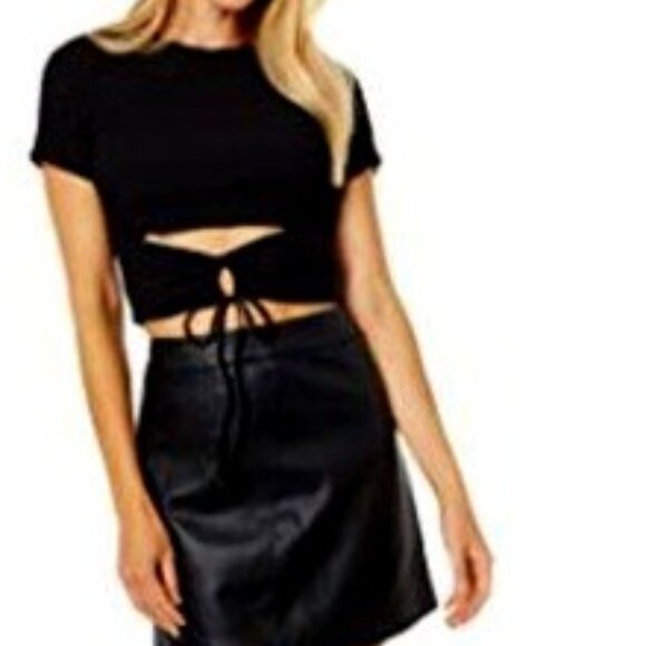 BCBGeneration Tops - BNWT BCBGeneration black lace up shirt (L)